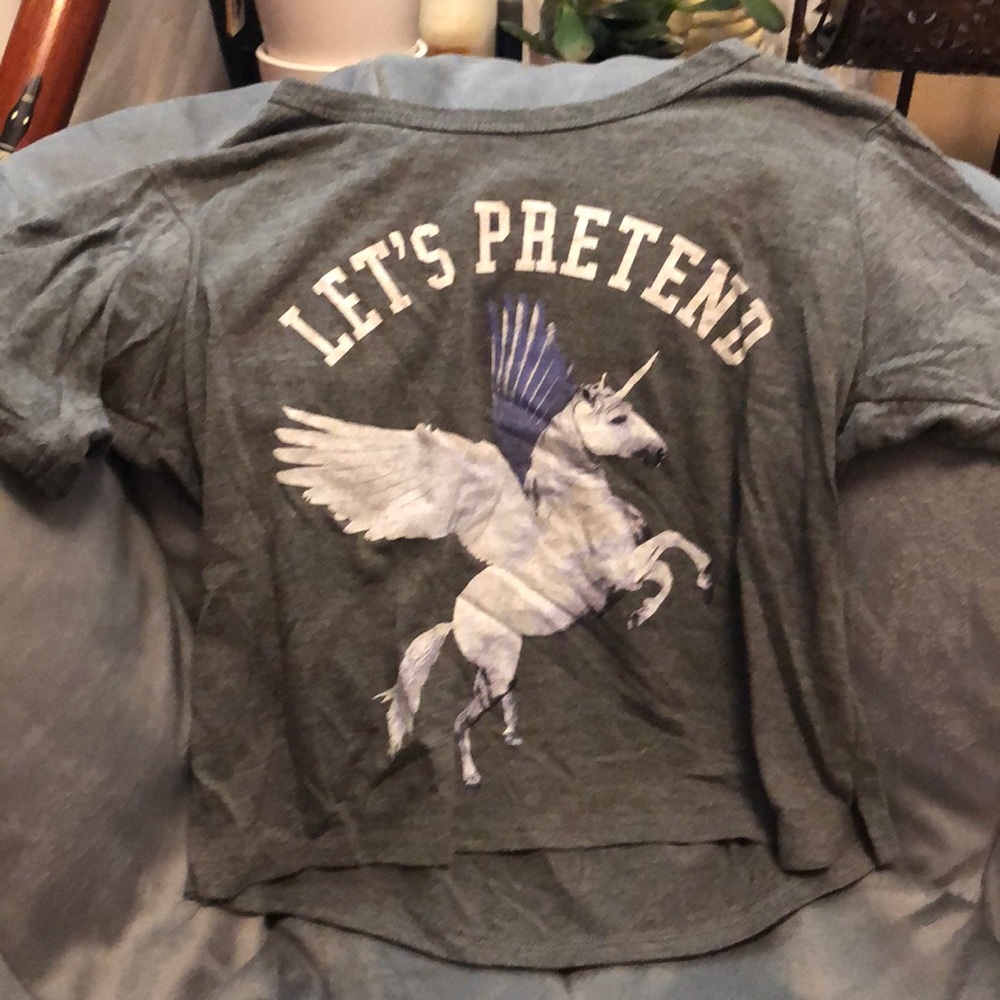 “Let’s Pretend” unicorn crop top t shirt